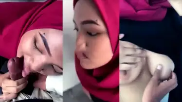 Ukhti Hijab Merah Minta Sembur Sperma Di Mulut